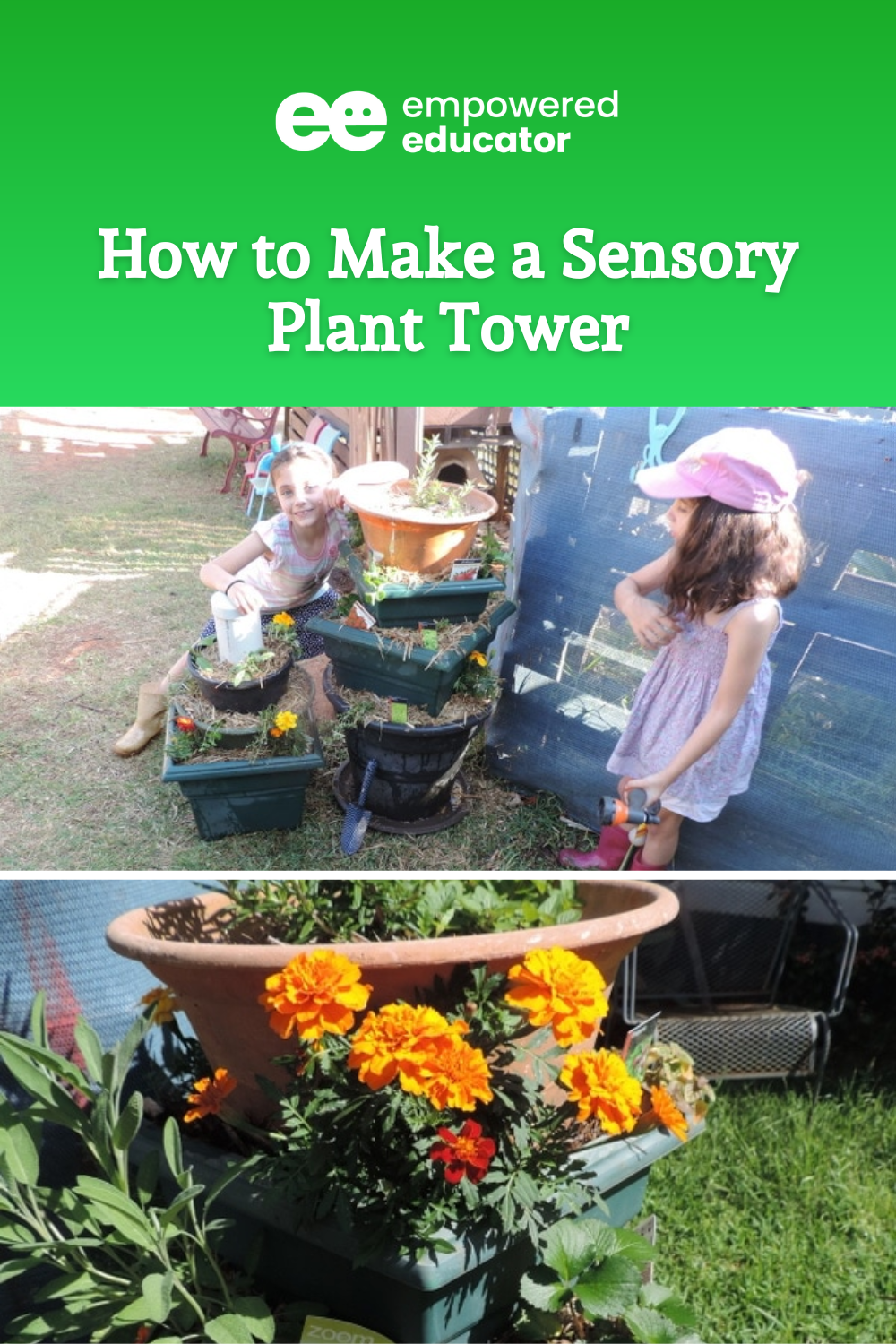 Gardening with Children - How to make a recycled sensory tower.